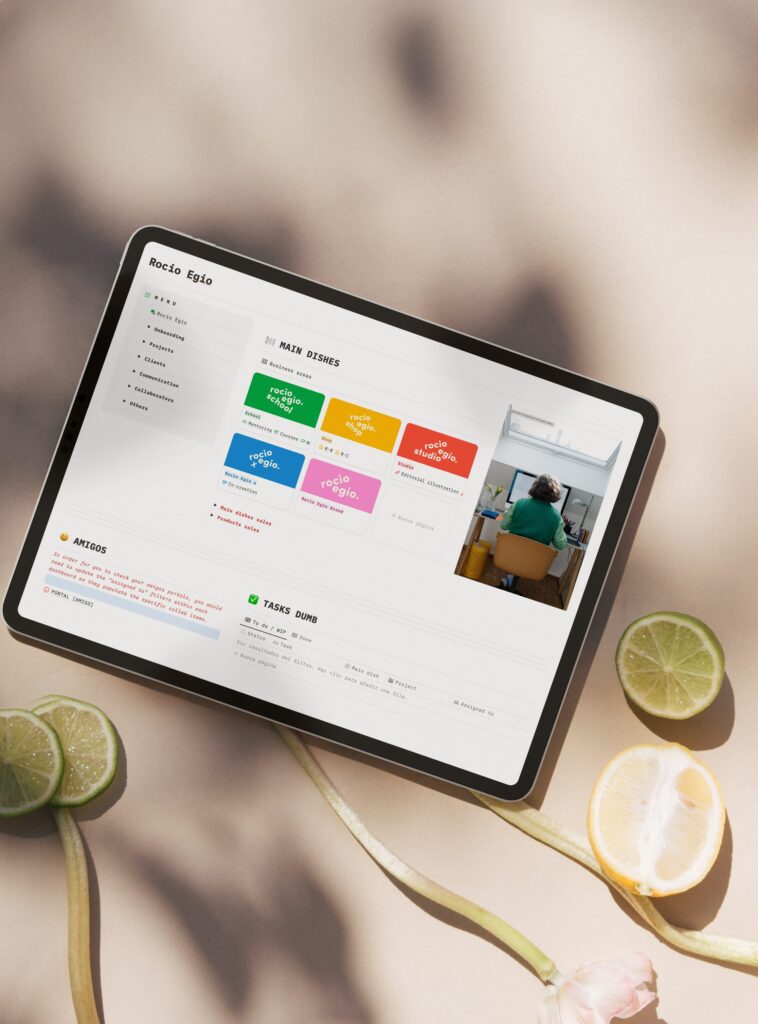 Captura que muestra parte del sistema notion a medida para un estudio creativo divertido y lleno de colores