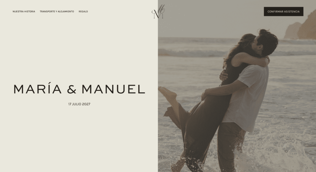 Portada de página web para bodas elegante y moderno