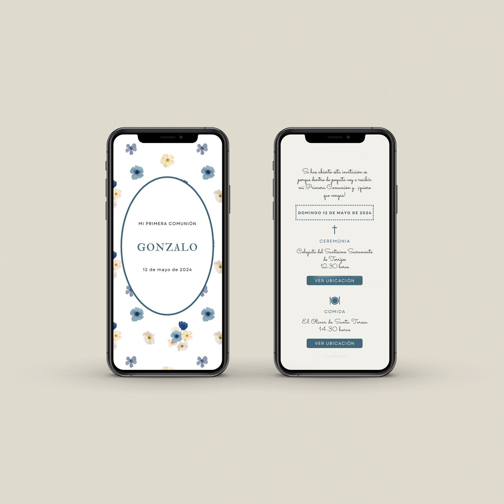 Diseño de invitación digital de comunión infantil