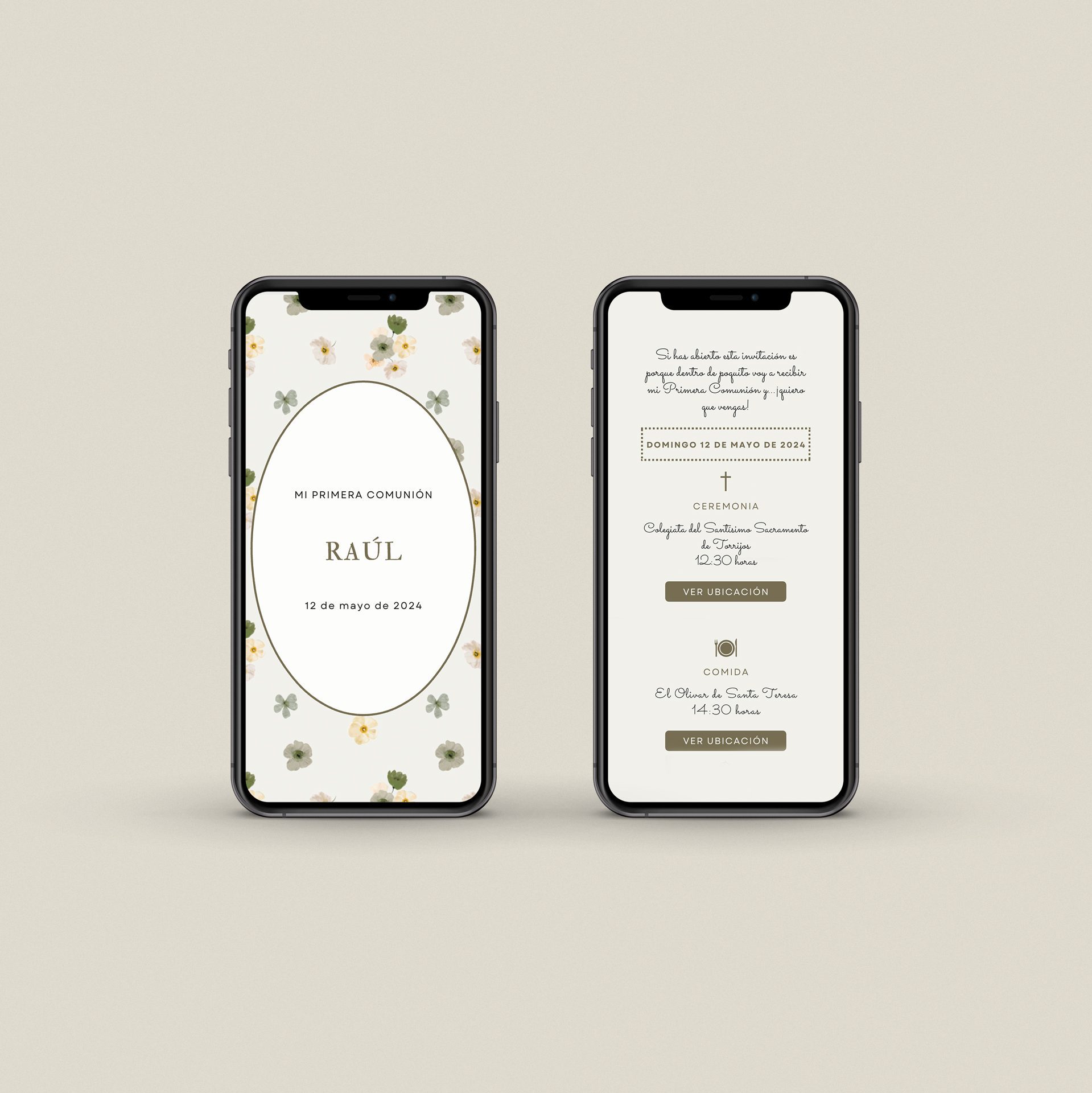 Diseño de invitación digital de comunión infantil