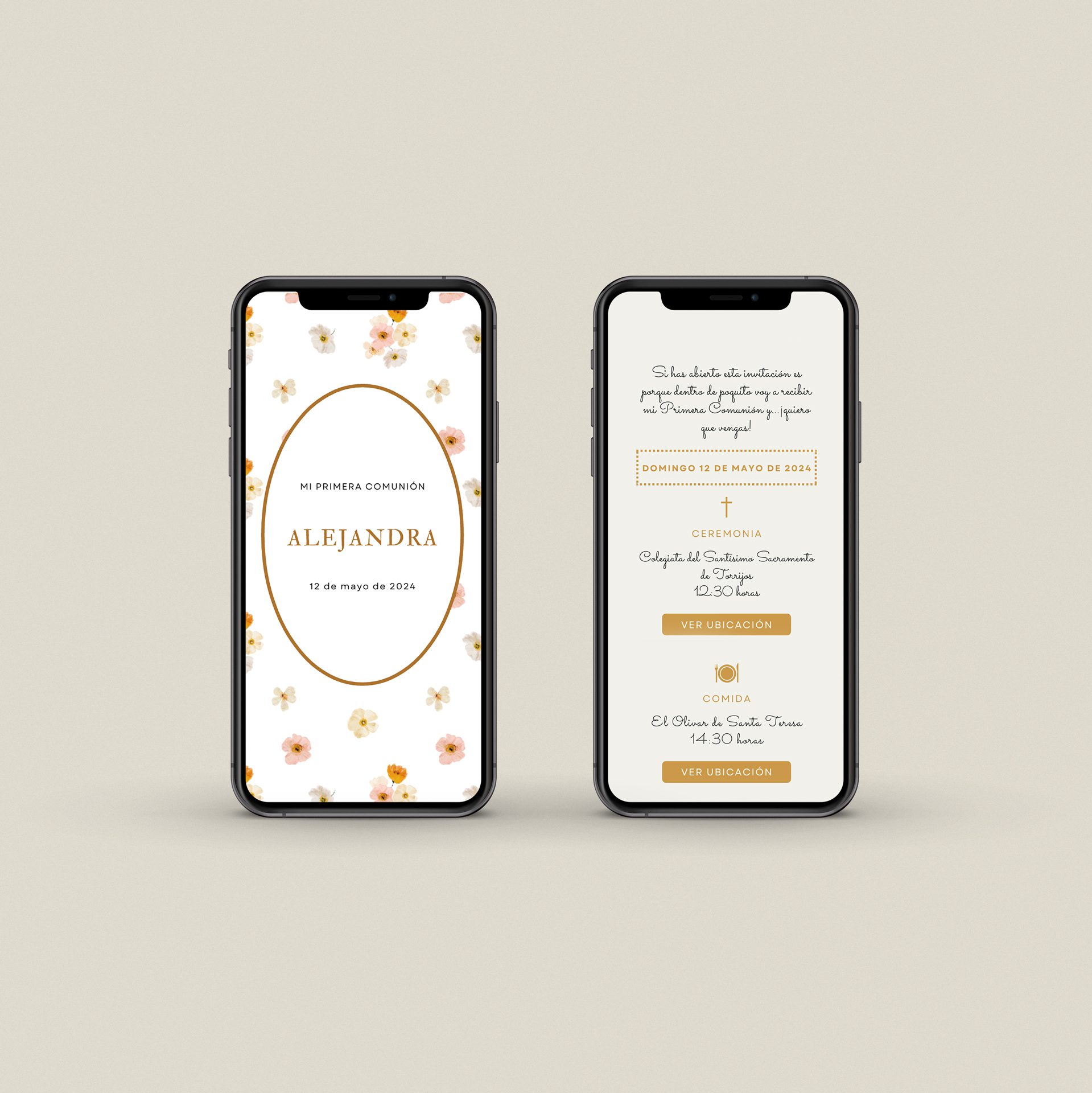 Diseño de invitación digital de comunión infantil