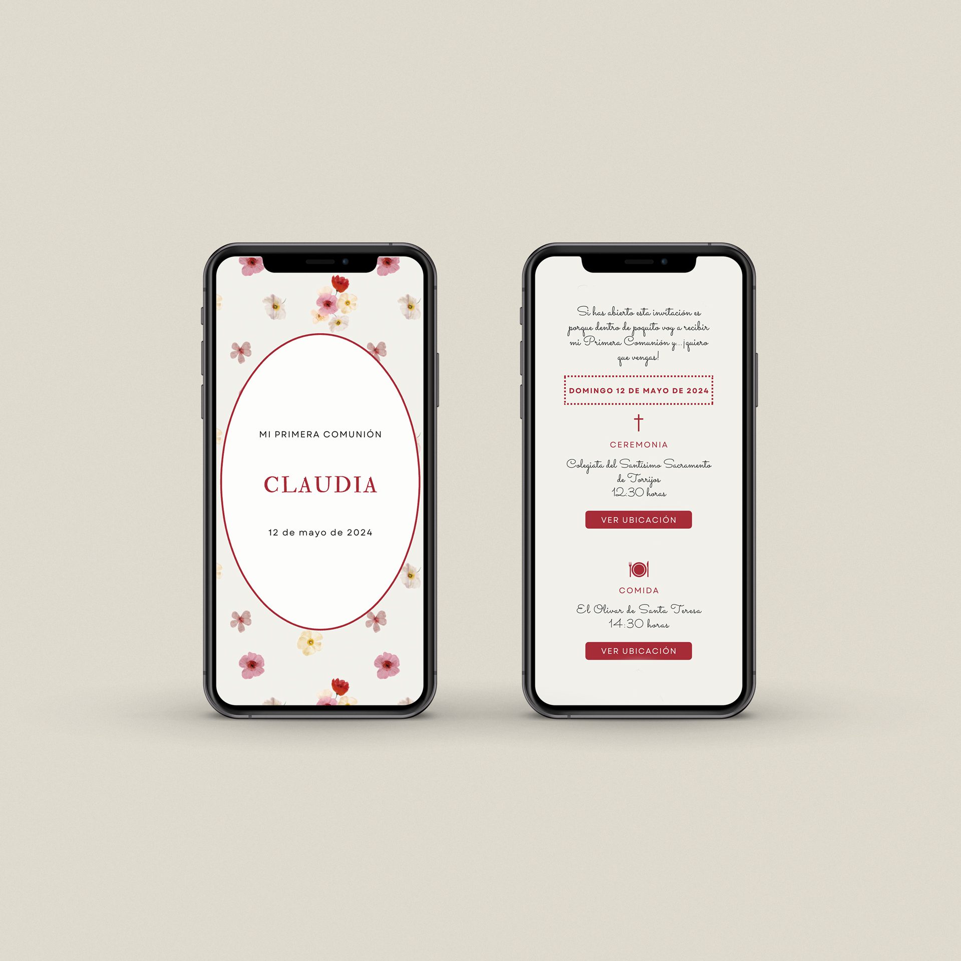 Diseño de invitación digital de comunión infantil