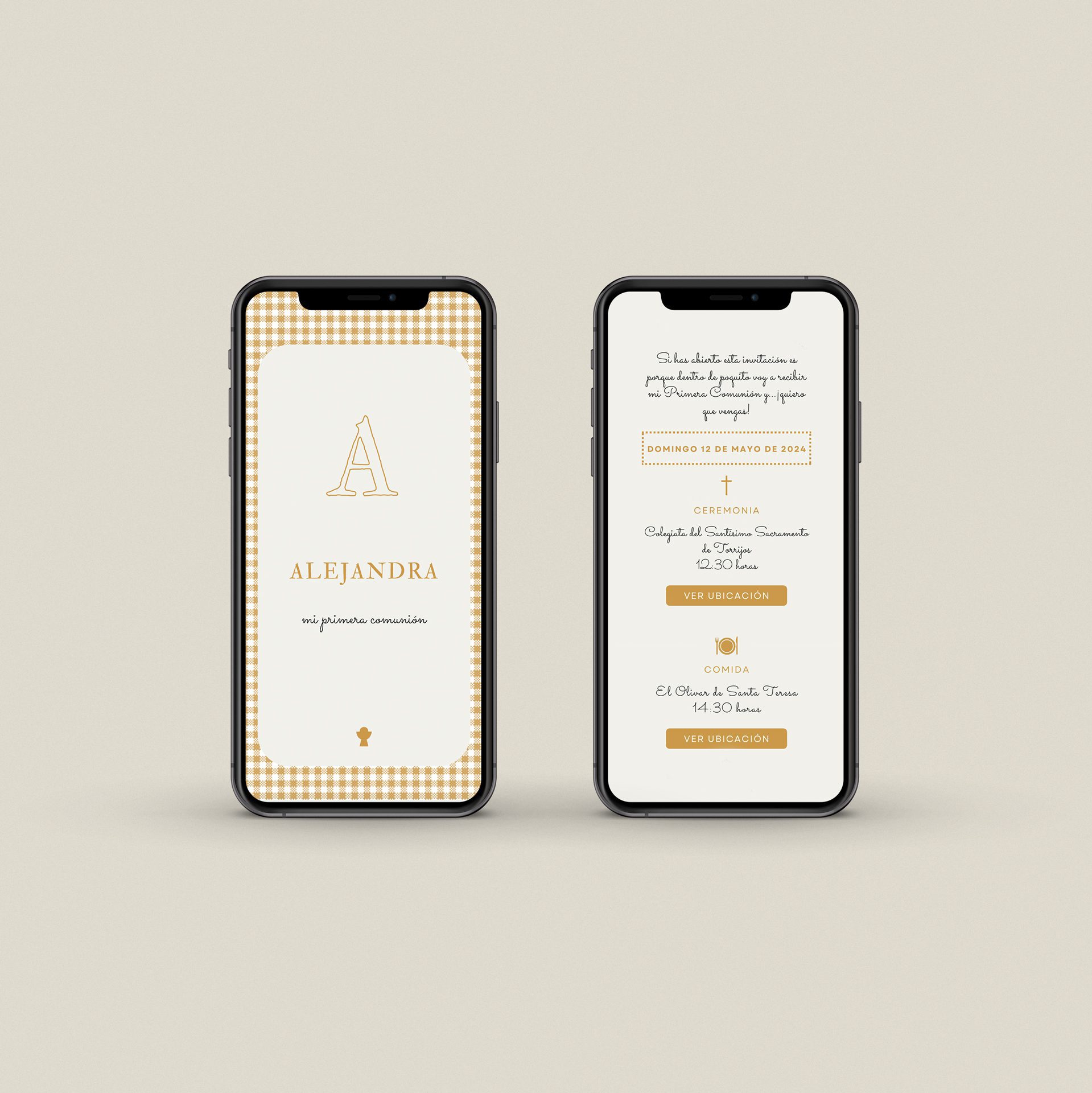 Diseño de invitación digital de comunión infantil
