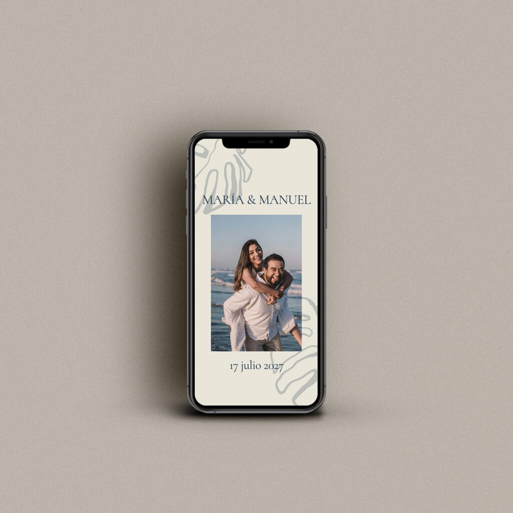 Diseño de invitación digital para bodas elegante y nada cursi